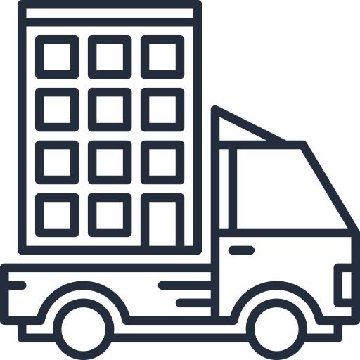 Transporter mit Wohnungskomplex Icon